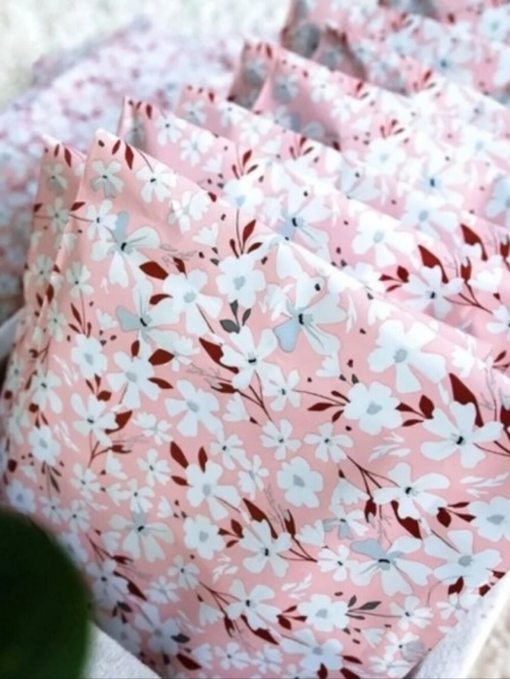 Pink Blossom Floral Poly Mailers Set of Decorative Envelopes 10 Count Women